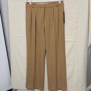 Donna Karan New York Stylish Tan Pleated Trousers